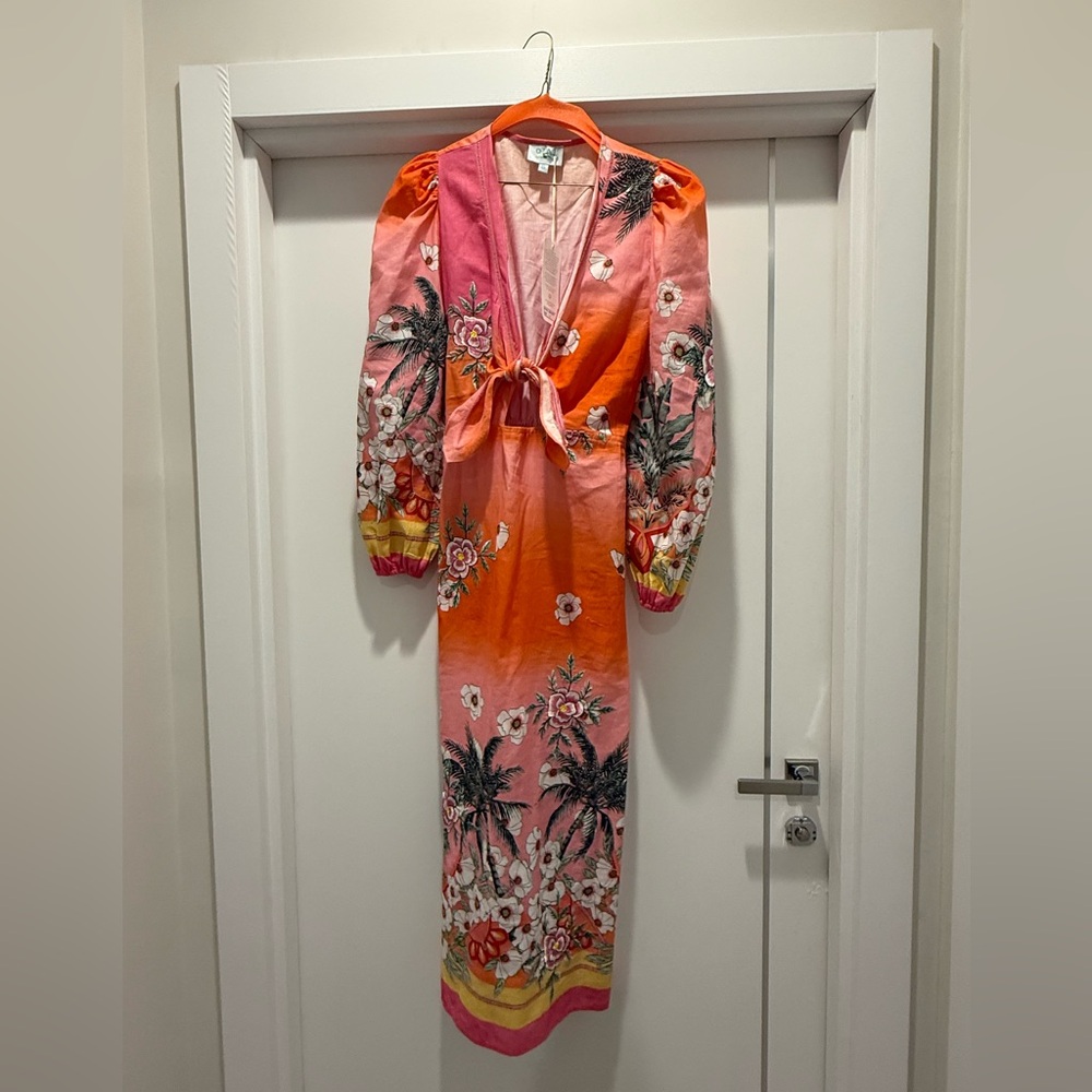 Tropical Pink and Orange Maxi Dress